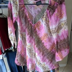 JKLA Califora Paisley Boho chic mesh top shirt